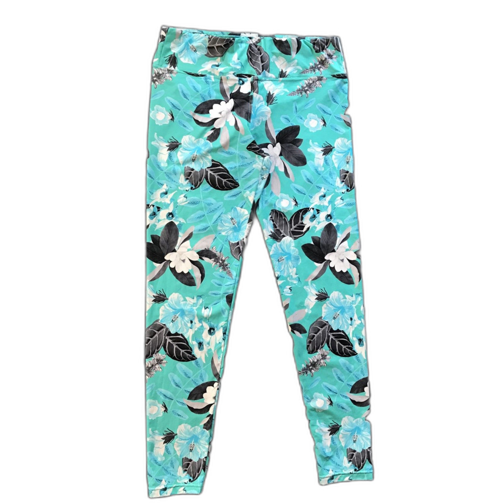 Seafolly Floral High Rise Leggings Turquoise Size L